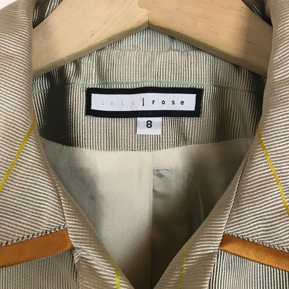 Lela Rose Striped Silk Blazer Champagne Classic - Picture 4 of 8